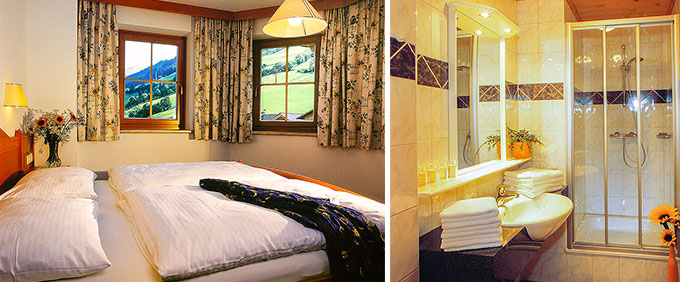 Doppelzimmer mit Dusche, Telefon und Balkon im Gästehaus Wallner